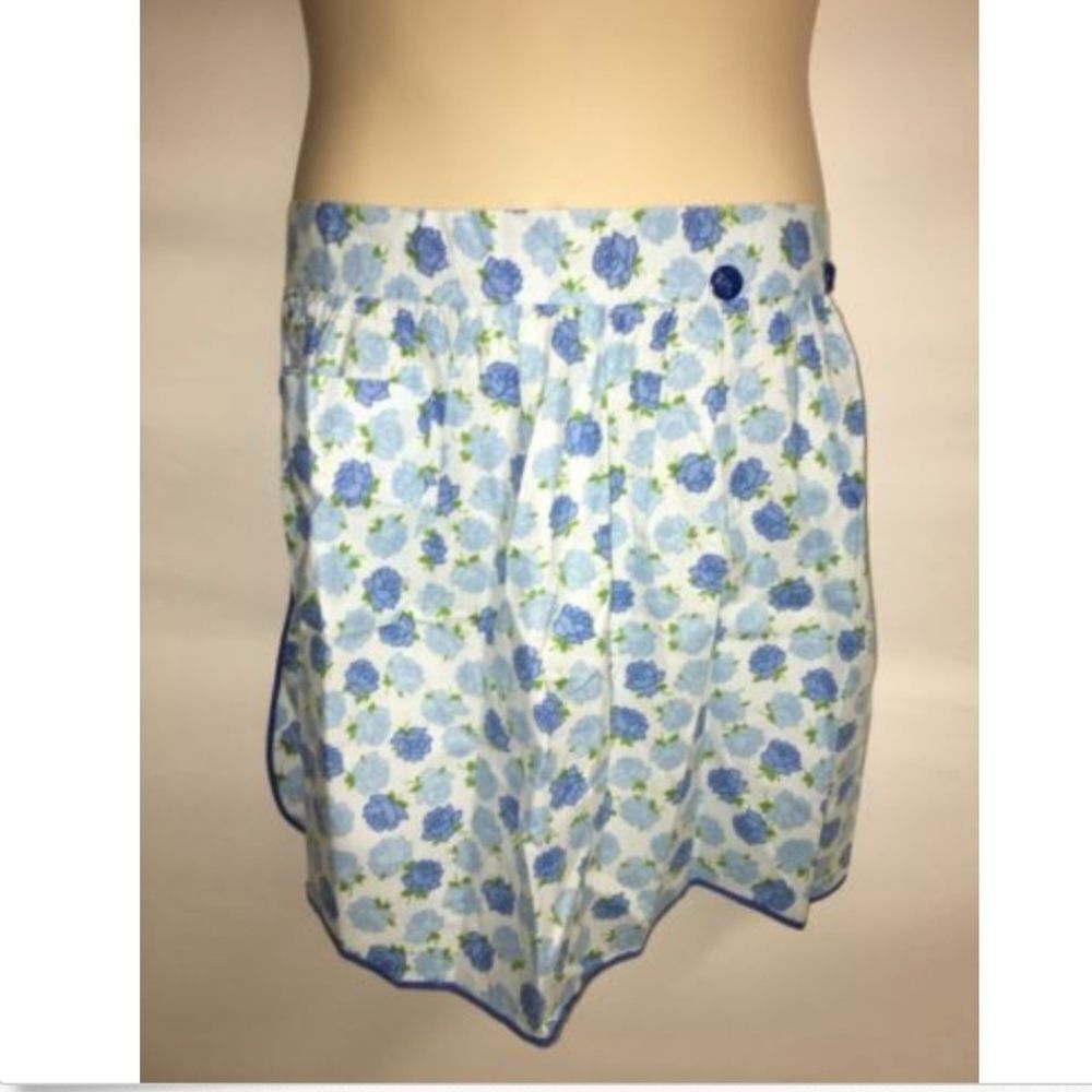 Vintage Apron Blue Floral Womens